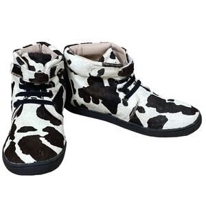 Monkey Feet Calf Hair Cow Print Leather Booties Ankle Boots Size 6-7 Y